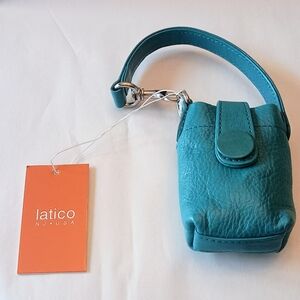 Vtg Latico Leather Flip Phone Carrying Case Holder Purse Attachment Aqua New NOS